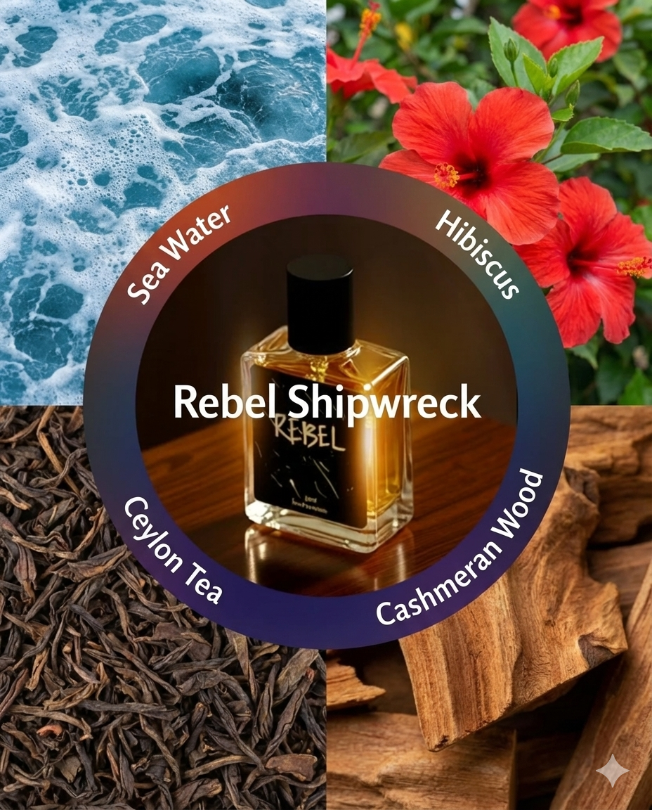 rebel shipwreck's product image explaining the fragrance wheel